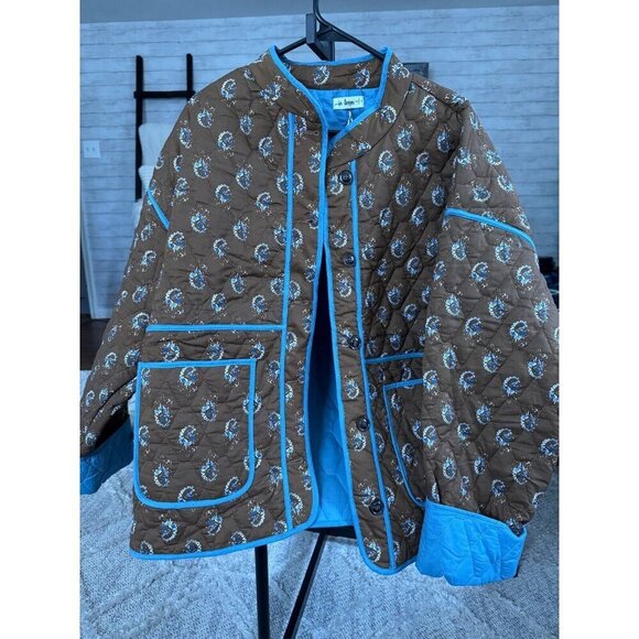 NWT In Loom Mocha Martha Floral Quilted Barn Puffer Jacket Womens Size Large - Picture 2 of 10